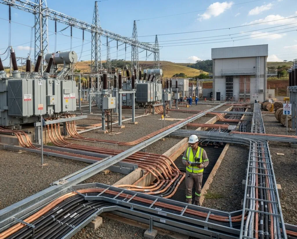 cabo de cobre em infraestrutura elétrica industrial